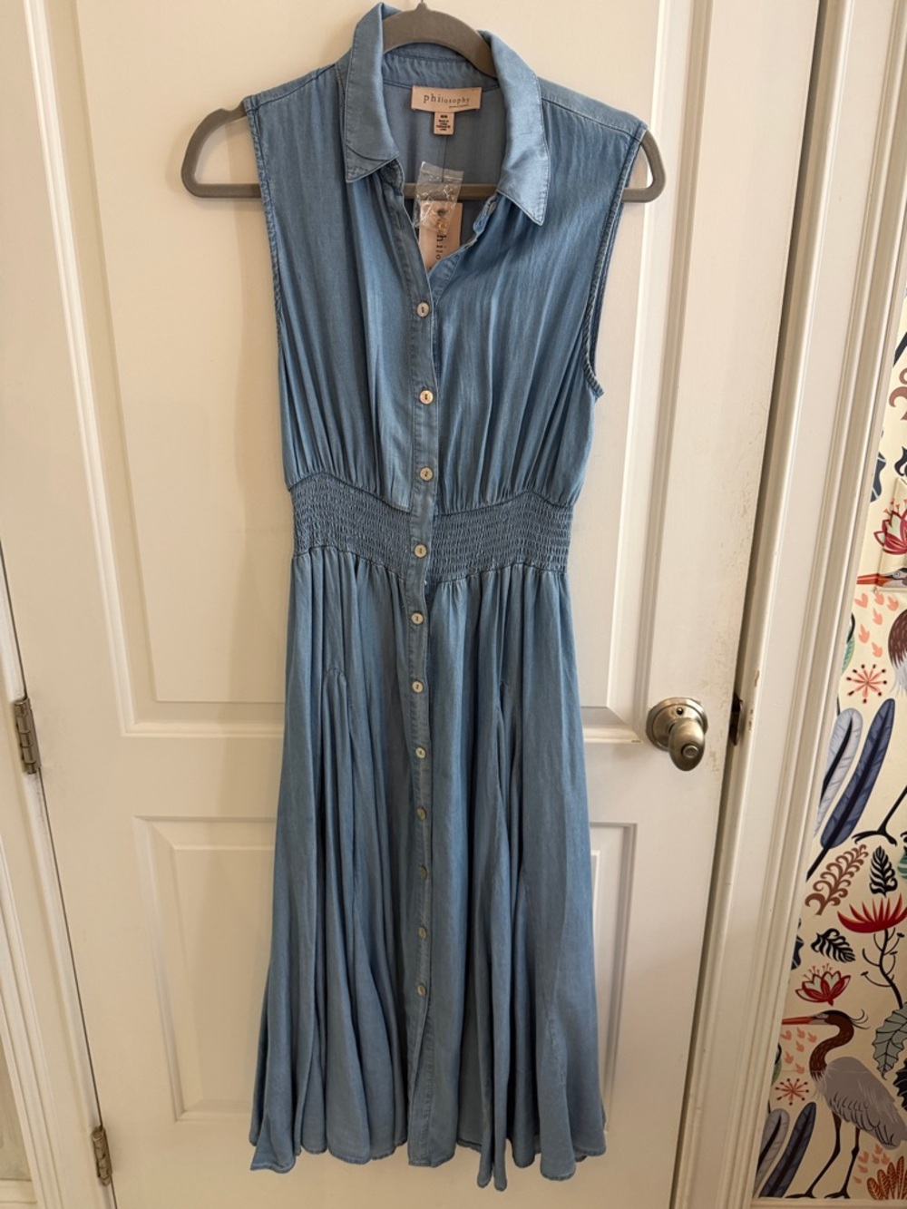 Philosophy Light Blue Sleeveless Button-Front Maxi Dress